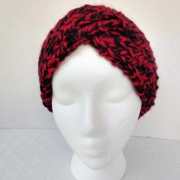Headband Earwarmer Turban Crossover Knit UGA Handmade Knit Bulky Top Knot - Picture 2 of 7